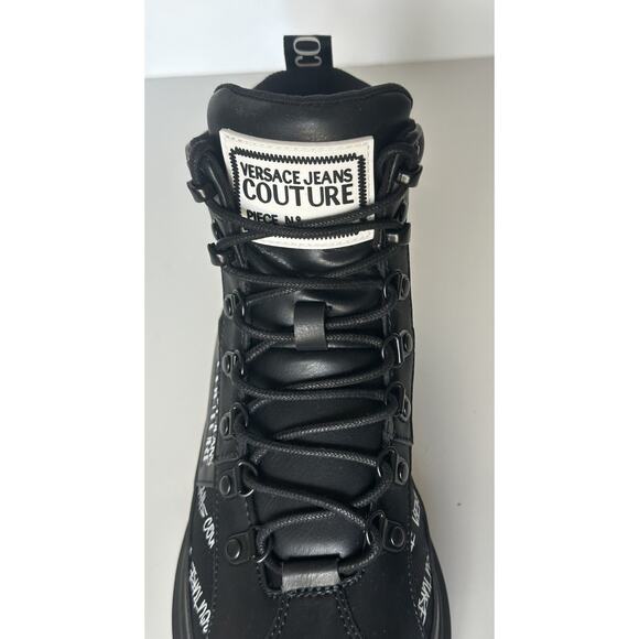 Versace Jeans Couture Leather Black Combat Boots 8 US (41) E75YA3S46 NIB - Picture 13 of 16